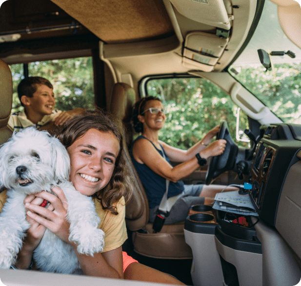 Happy family in rv